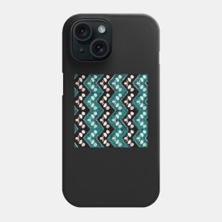 Teal n’ Black and White Zig Zag Abstract Petals Phone Case