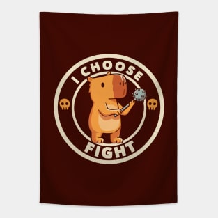 I Choose Fight Funny Capybara by Tobe Fonseca Tapestry