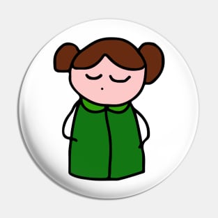 Girl in a Green Dress - Cute Character Pin