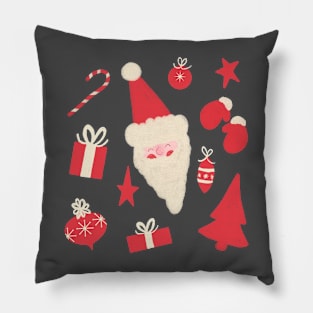 Red and White Retro Santa Pattern Pillow