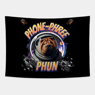 Phone Phree Phun Shar Pei Astronaut Space Dog Wrinkle TShirt Tapestry