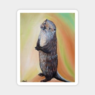 Standing River Otter Painting Magnet