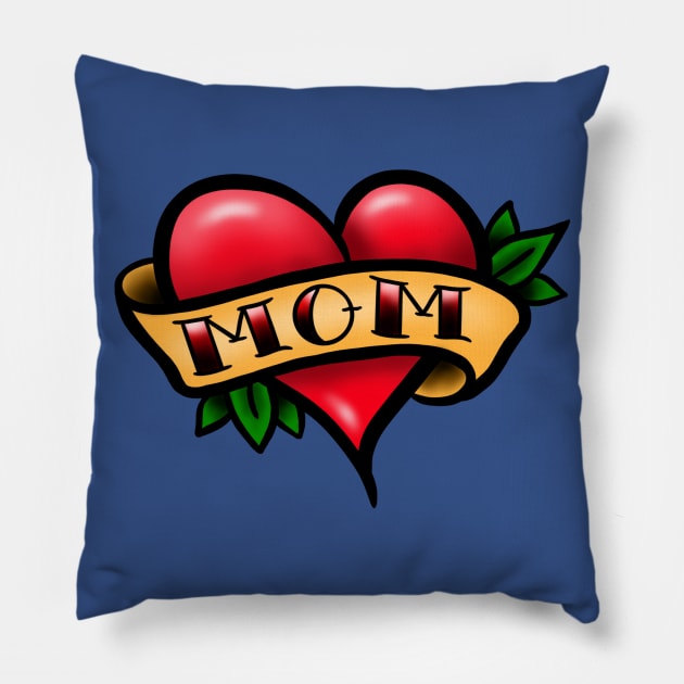 Traditional Tattoo Mom Pillow by ReclusiveCrafts