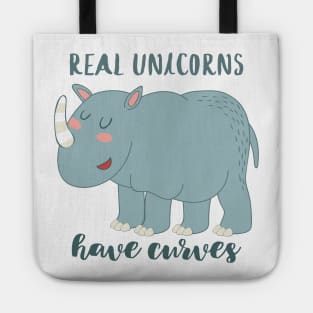 Real Unicorns Have Curves, Cute Rhino Tote