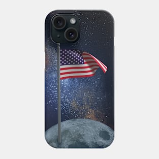 American Flag On The Moon Phone Case