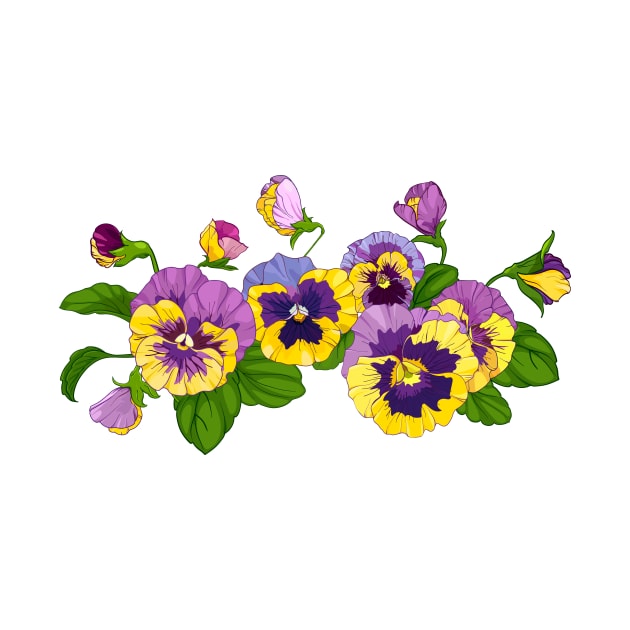 Bouquet of pansies, violets by  ESHA-Studio