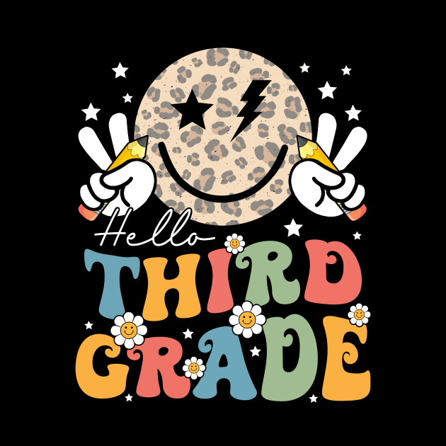 Leopard Groovy Happy Face Hello Third Grade by Magazine