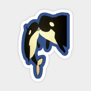 Whales on Blue Magnet