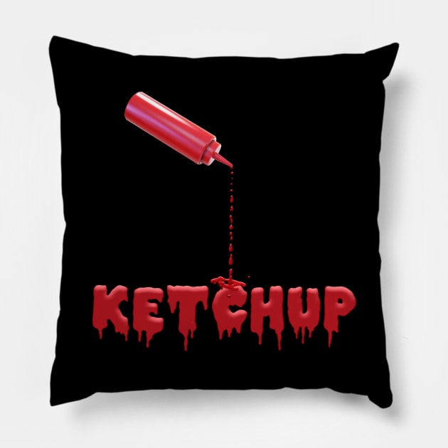 Red Tomato Ketchup Pillow by 2HivelysArt