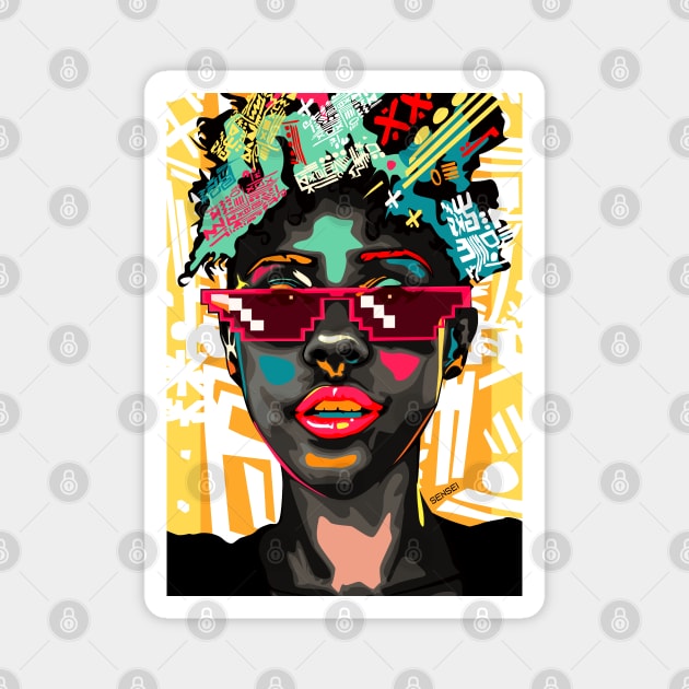 Afro Punk Girl Magnet by Sensei Arts