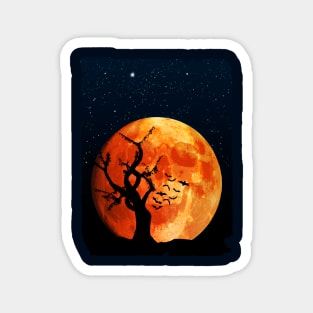 Halloween Moon with Skull Face Magnet