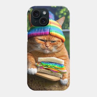 Orange Cat with Rainbow Hat Phone Case