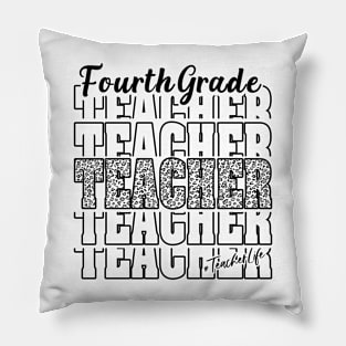 Funny Fourth Grade Teacher School Matching Teaching Leopard Pillow