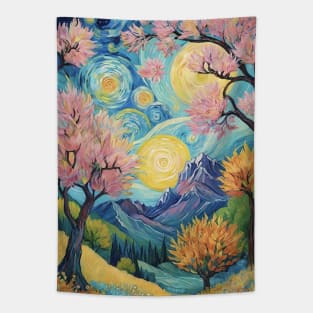 Starry Night Symphony: Van Gogh-Inspired Landscape Tapestry