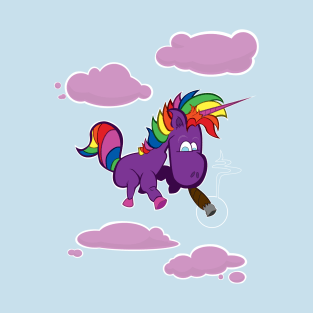 Lil Smokey the Rainbow Unicorn (w/ clouds) T-Shirt