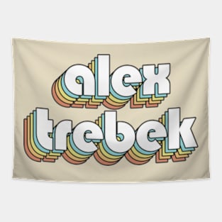 Alex Trebek - Retro Rainbow Typography Faded Style Tapestry