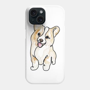 Happy Lil’ Wiggle - Cute Corgi in a Digital Watercolor Painting - Hand-drawn art perfect for stickers and mugs, legging, notebooks, t-shirts, greeting cards, socks, hoodies, pillows and more Phone Case