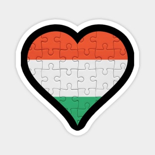 Hungarian Jigsaw Puzzle Heart Design - Gift for Hungarian With Hungary Roots Magnet