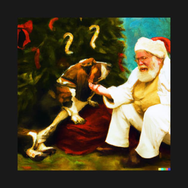 Santa petting basset hound by GhostlierNation