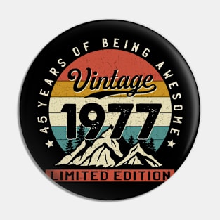 45 Years Of Being Awesome Vintage 1977 45th Birthday 45th Birthday Gift Pin