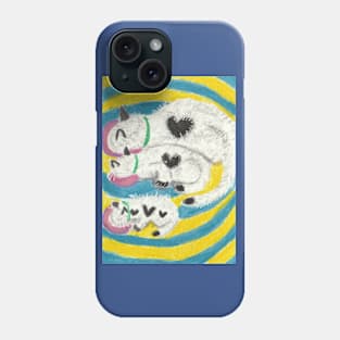 cat family dinnertime art Phone Case