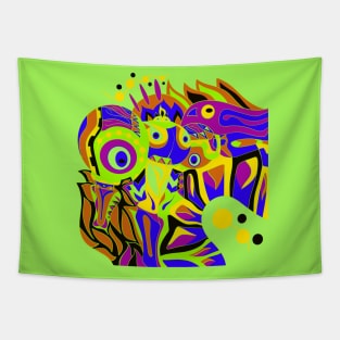 green armored alien ecopop Tapestry