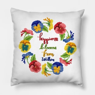 Happiness Blooms From Within - Pansy Flowers Pillow