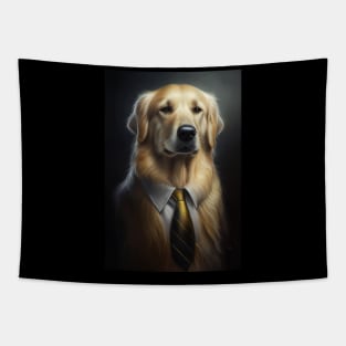 Adorable Dog in a Suit: A Perfect Blend of Elegance and Cuteness Golden Retriever Tapestry