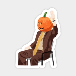 Dwight Shrute with a Pumpkin Head Magnet