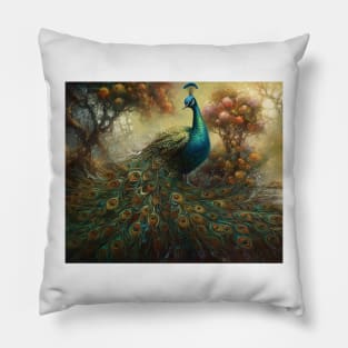 Realistic Animal Unique Abstract Art Wild Peacock Pillow