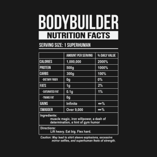 Bodybuilder Funny Nutrition Facts T-Shirt