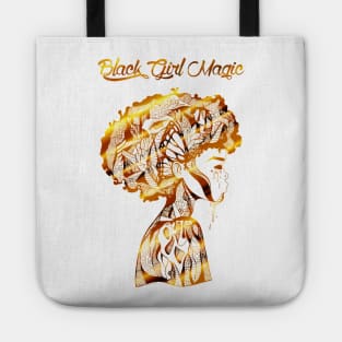 Afro Beauty With Black Girl Magic In Gold Tote