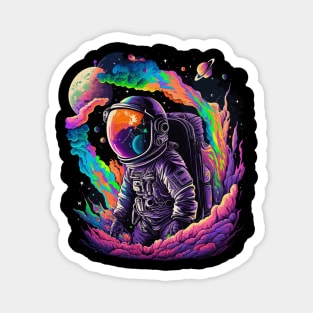 Astronaut in Space Colorful Vibrant Psychedelic Magnet