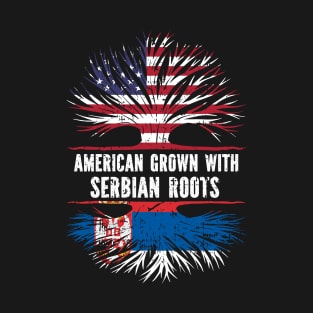 American Grown with Serbian Roots USA Flag T-Shirt