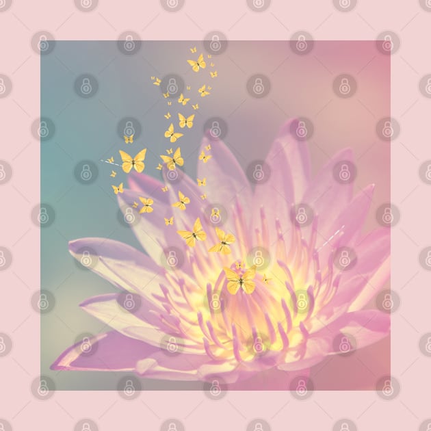 Lotus Flower Butterflies Cute by BellaPixel