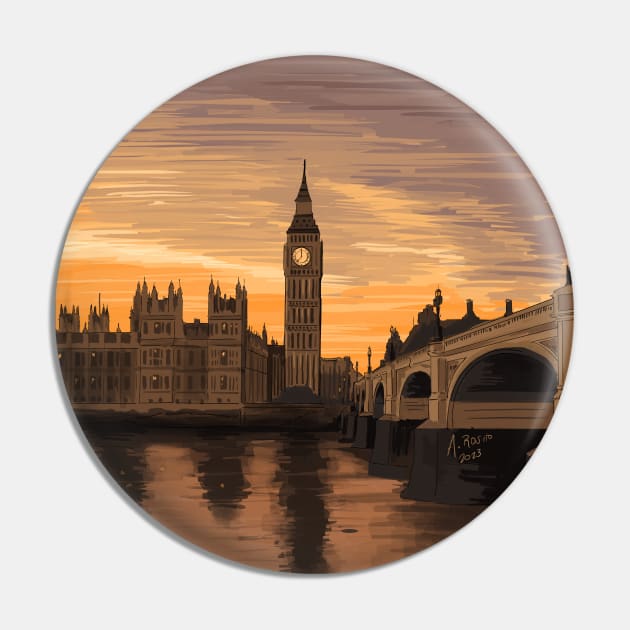London by sunset Illustration Pin by burrotees