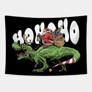 Santa rode t-rex Tapestry