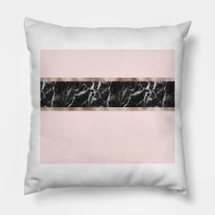 Strawberries and cream - black marble & rose gold Pillow