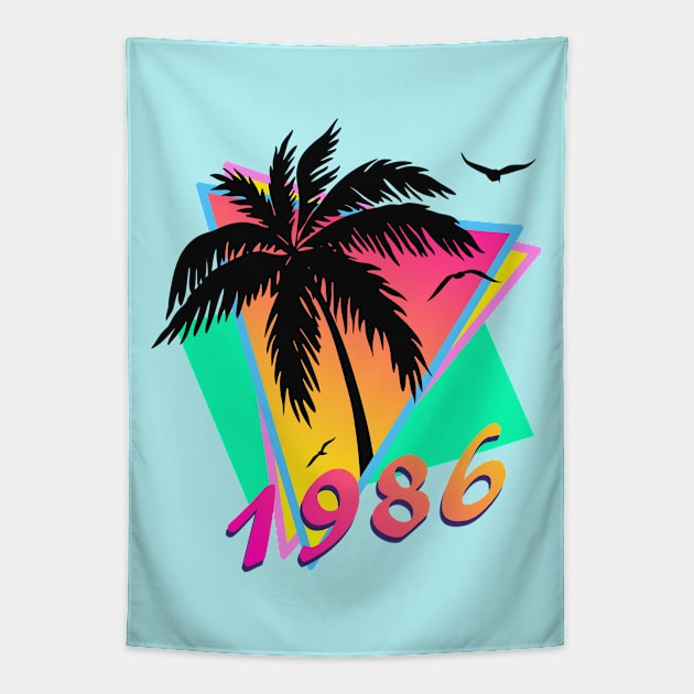 1986 Tropical Sunset Tapestry by Nerd_art