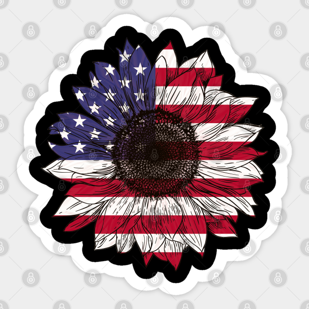 Download Sunflower American Flag Sunflower American Flag Sticker Teepublic