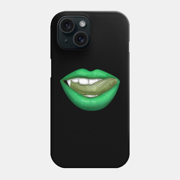 Vampire Lips - Green Phone Case by adamzworld