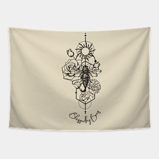 Bees with Roses and Tulips Tapestry