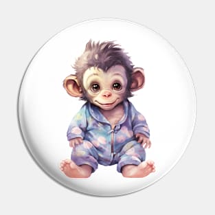 Chimpanzee Wearing Pajamas Pin