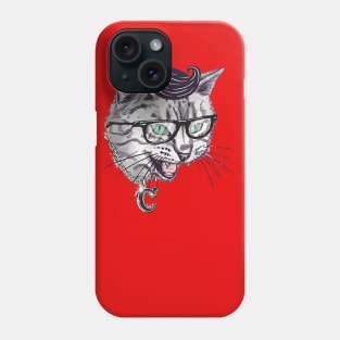 Black and White cat with a silver C chain Phone Case