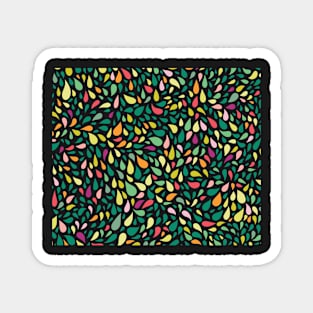 Colorful Abstract Little Drops Mosaic Art Style - Black Magnet