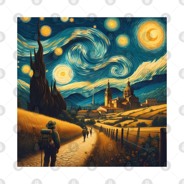 Camino de Santaigo, Spain, in the style of Vincent van Gogh's Starry Night by CreativeSparkzz