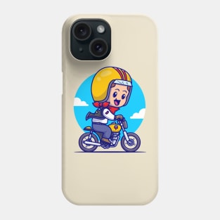 Cute Boy Riding Motorbike Cartoon Phone Case