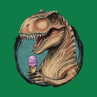 Cute dinosaur trex eating ice cream funny tee gift ideas T-Shirt