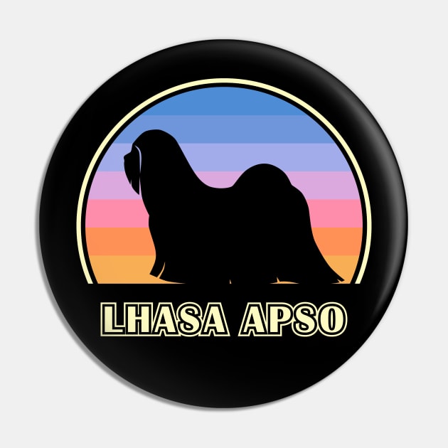 Lhasa Apso Vintage Sunset Dog Pin by millersye