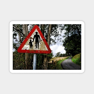 Dirty road sign next to a Scottish road Magnet